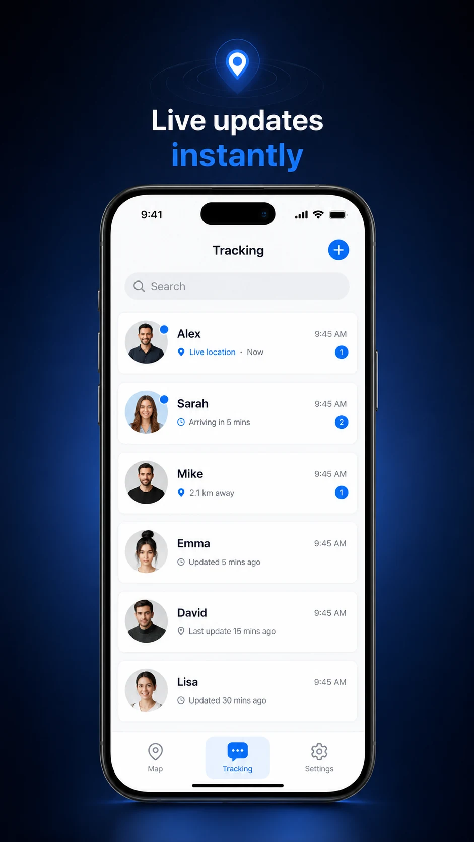 LocateUs app preview - safety notifications